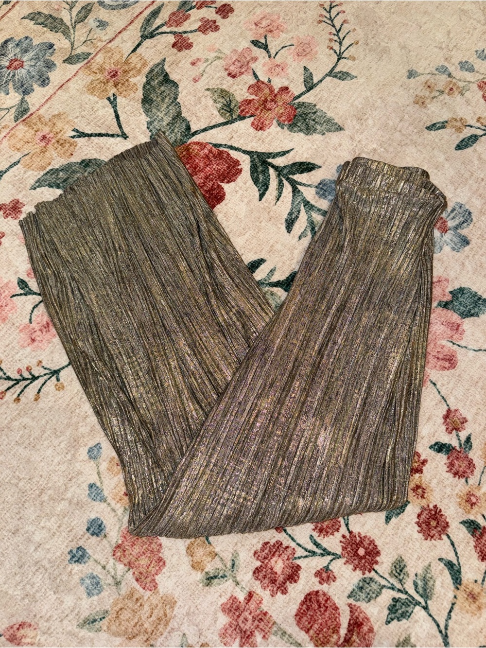 Elevenses by Anthropologie Gold Metallic Pleated Pants